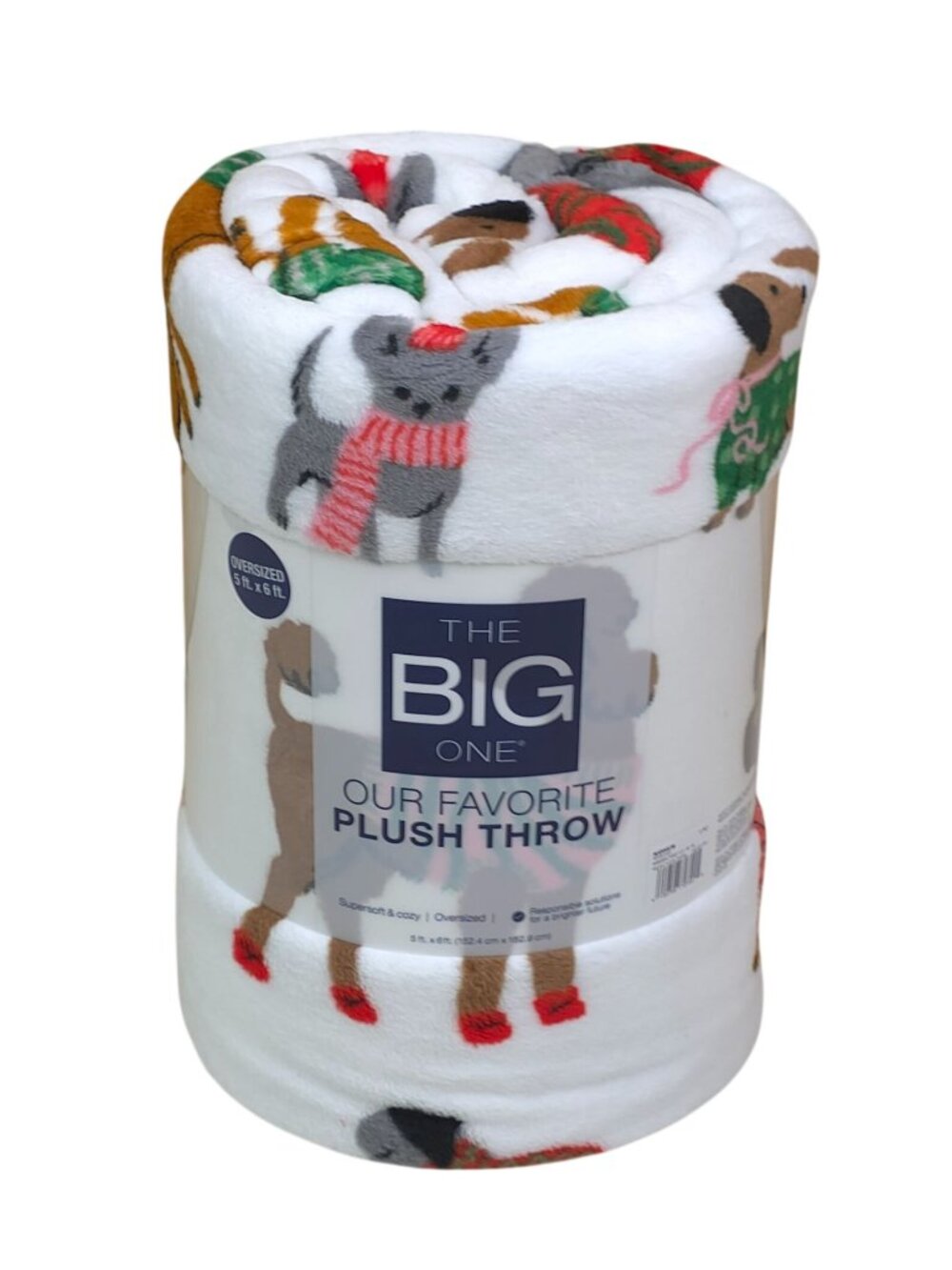 The Big One Oversized Dogs Holiday Plush Throw Blanket 5'x6' Super Soft & Cozy
